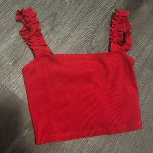 Sunday Best Red Ruffled Crop Top